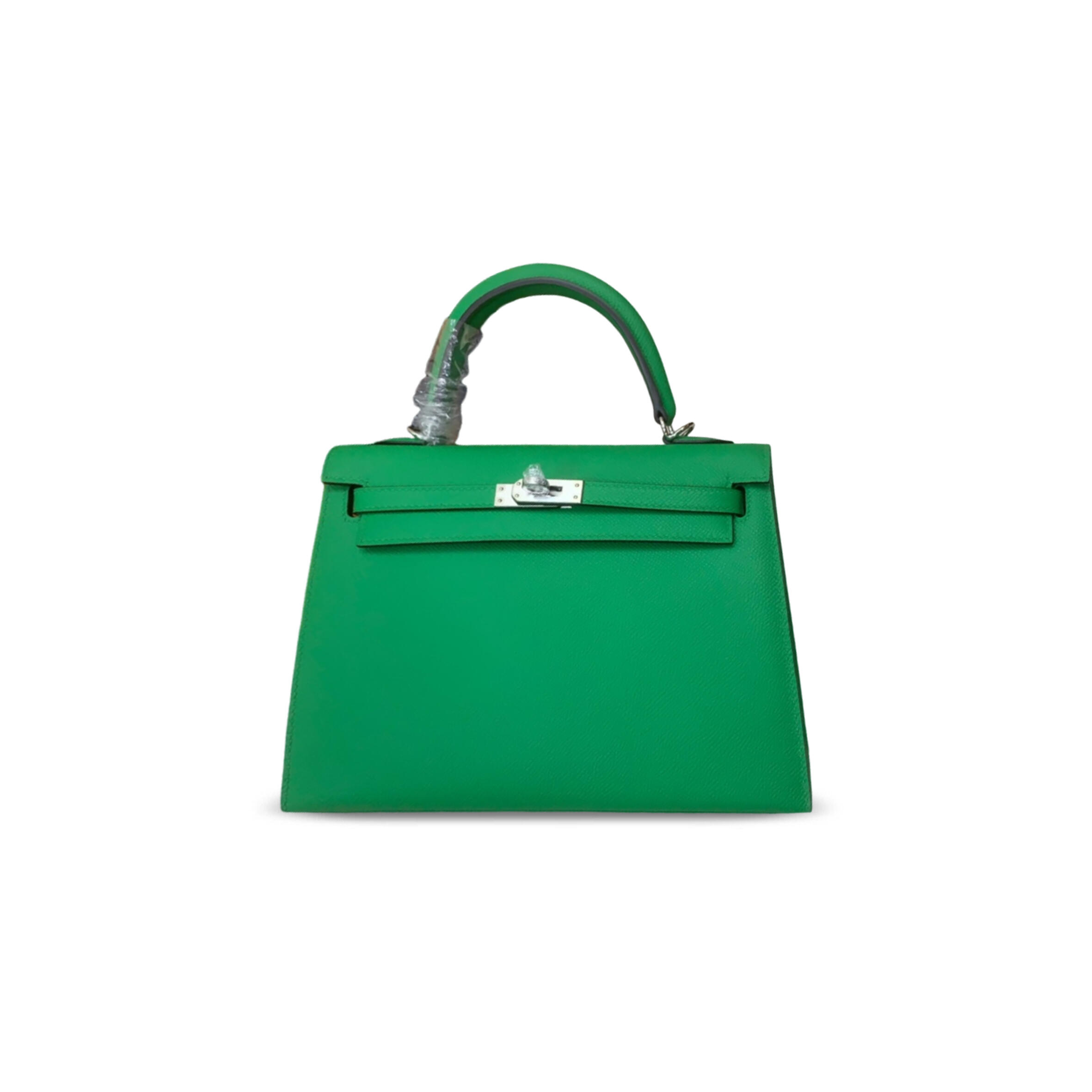 HERMES KELLY 25 EPSOM VERT BAMBOO PALLADIUM HARDWARE (25*17*7cm)